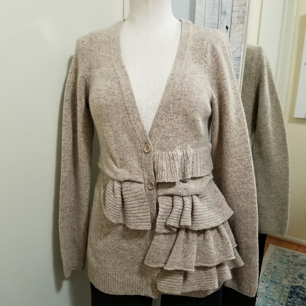 Moth Wool Split Decision Ruffle Cardi Sweater M - image 2